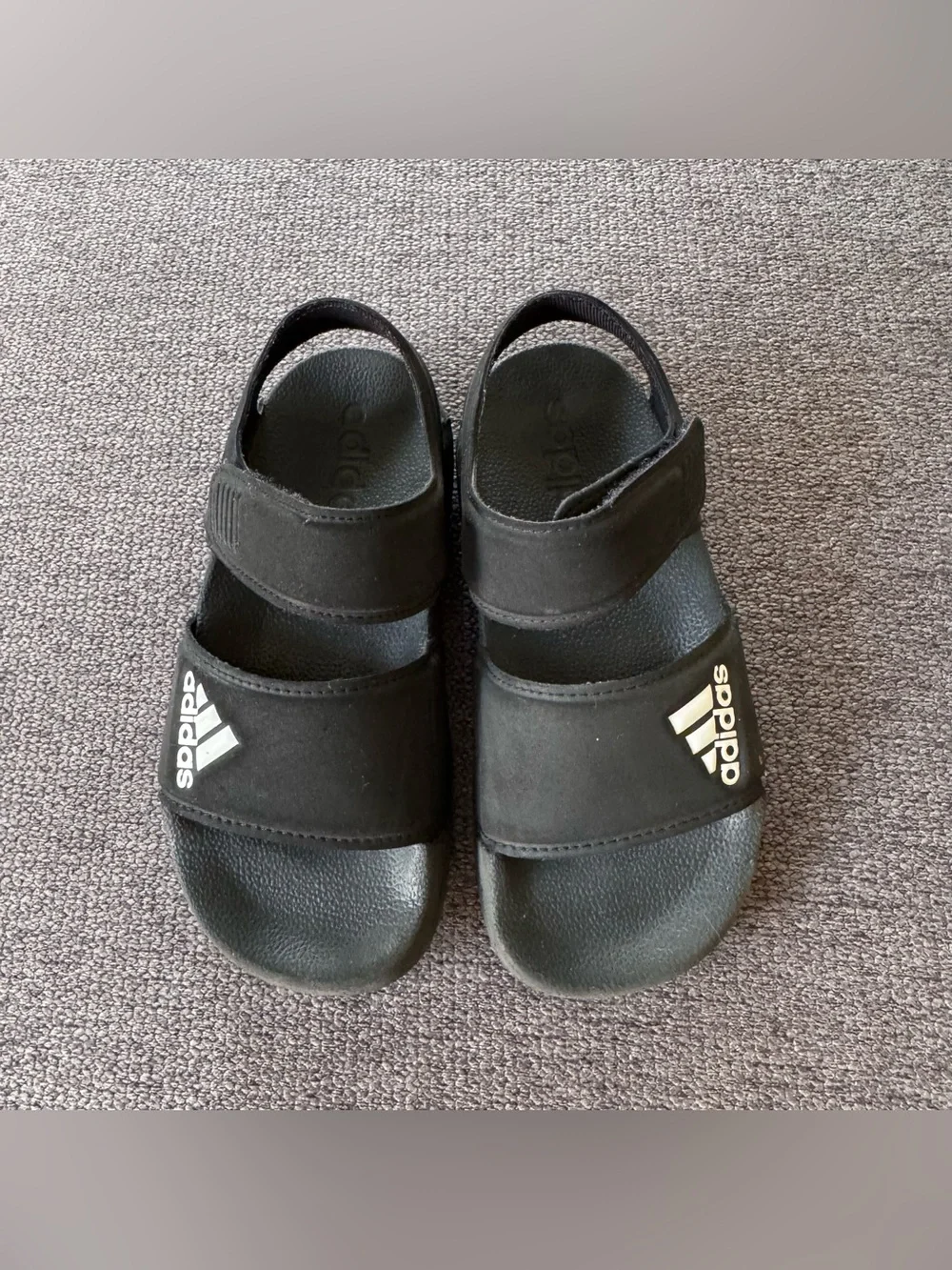 Adidas Black Adilette Sport Slides Strap Logo Little Kid Boys 11K